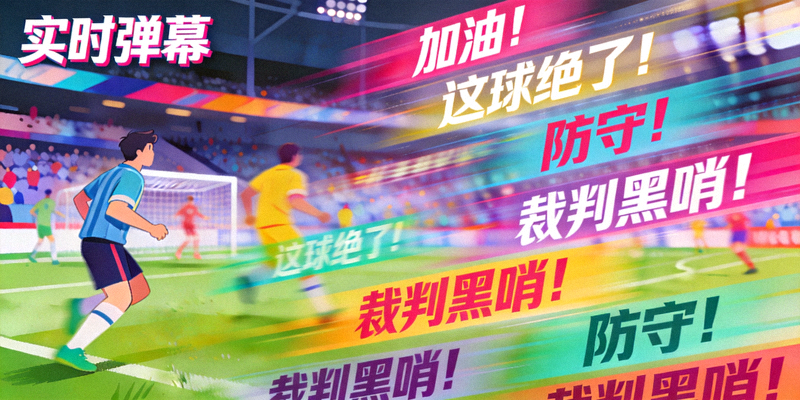 球迷评论弹幕滚动效果，展示实时互动氛围